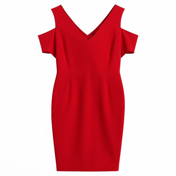 Worthington Red Cold-Shoulder Sheath Dress Women’s Size 14 - Picture 1 of 9